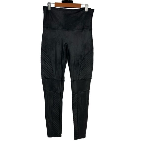 SPANX Pants - SPANX Faux Leather Moto High Waist Leggings Womens Size XL Black 20136R